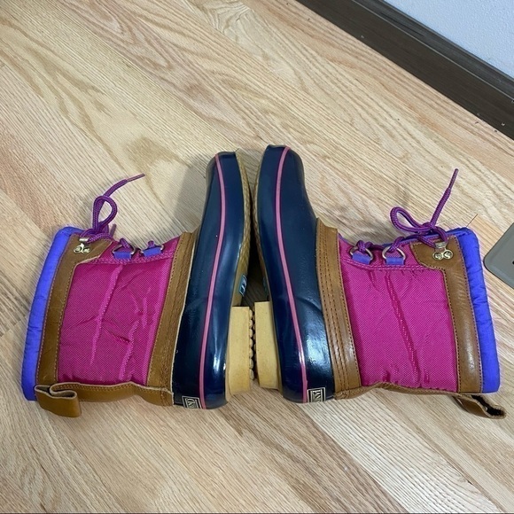 Lands End Duck Boots Pink Purple Leather 7 Women’s - Picture 4 of 9